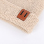 Conyson New Autumn Winter Warm Kids Baby Boys Girls Knit Beanie Adult Children Mommy and Me Hats Newborn with Leather Label