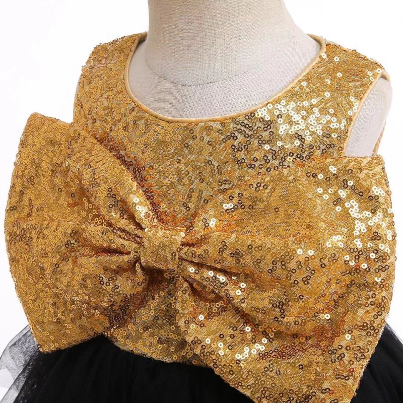 Conyson Kids Tutu Dress Easter Mesh Litter Girls Clothing Sleeveless Bow Sequin Formal Children Girl Evening Dresses