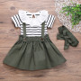 Summer new pretty baby short sleeved top jean strap skirt clothing set baby girl fashion  clothes outfits