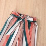 Conyson Wholesale High Quality Black Knitting Top Stripe Long Pants Two Pieces Littler Girls Boutique Outdoor Wear Casual Suits