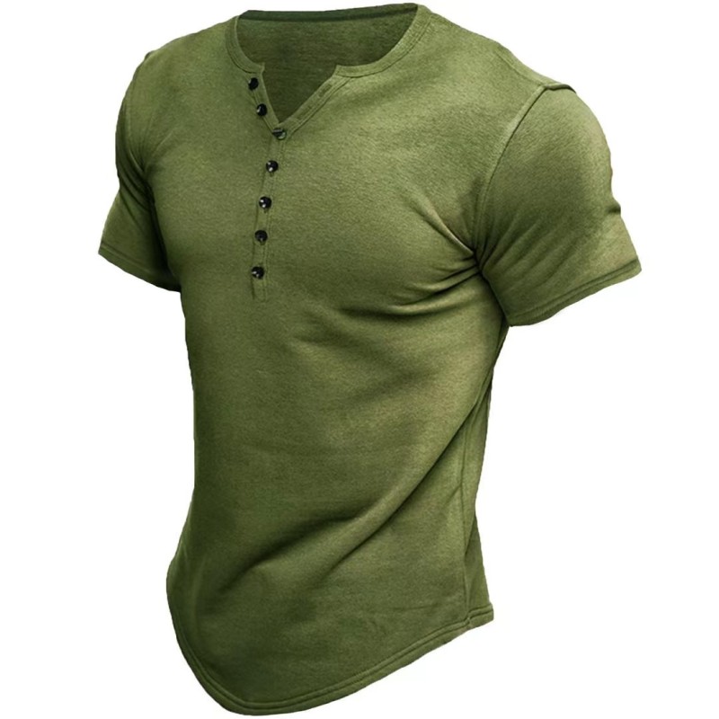 Conyson Europeon Style Good Quality Summer Pure Color Organic Cotton Vintage Loose Breathable Men's Button T-shirt Polo t Shirts