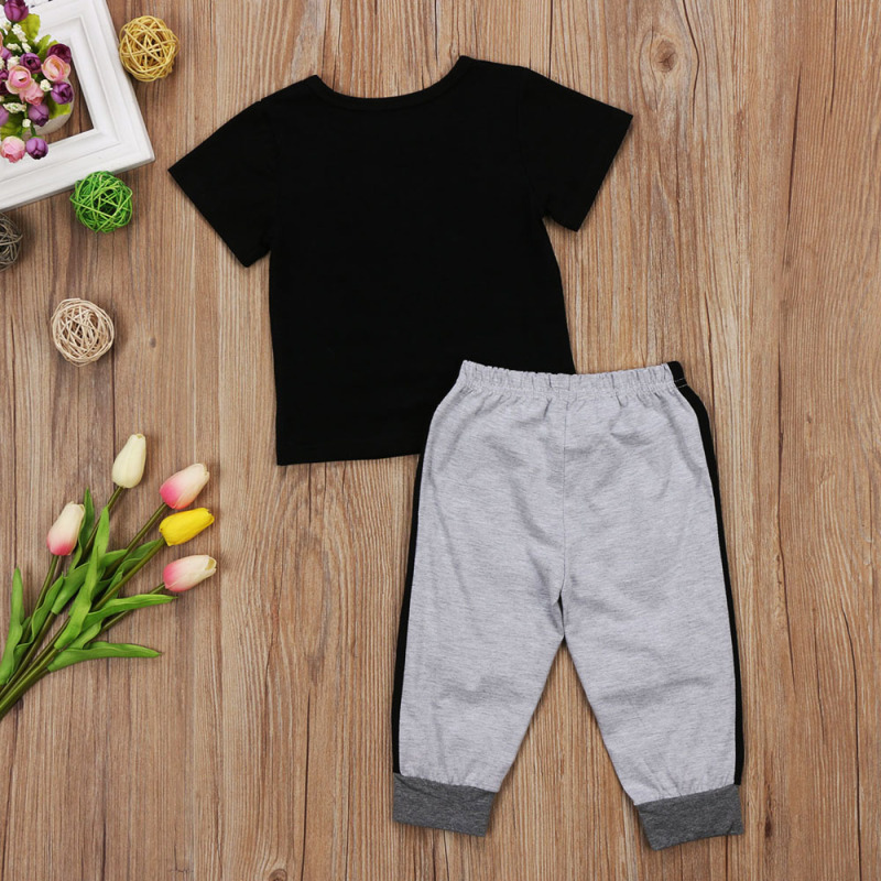 Conyson wholesale two Pieces Summer Kids Toddler Baby Boys Clothes Set Children Little Boys Letter T-shirt Tops Pants Outfit set