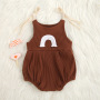 ins 2021 Newborn Baby Boys Girls Summer Ribbed Romper Sleeveless Rainbow Pattern Toddler Summer Rompers