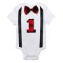 Conyson Summer Short Sleeve Gentleman Bowknot 12 Months Boy Outfits First Birthday Party Toddler Baby Boys Printed Rompers