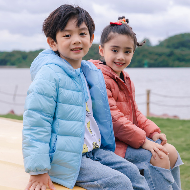 New Boys And Girls Down Jackets Kids Clothing Wholesale Kids Hooded Lightweight Down Jacket