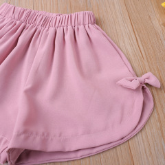 Conyson Wholesale Cute Infant High Quality Summer Sweater Baby Girls' Suit Bow Newborn Clothing Knitting 2 Pieces Girl Sets
