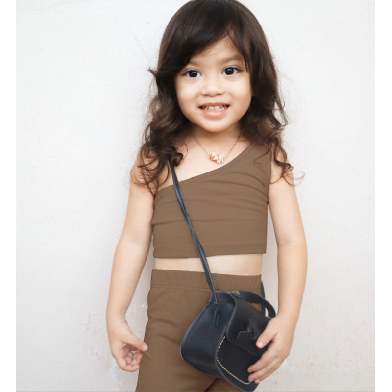 2021 Summer Kids Girls Clothing Sets Rompers Flower Tops Girl Suspenders Clothes One-shoulder Vest Shorts Baby Clothes