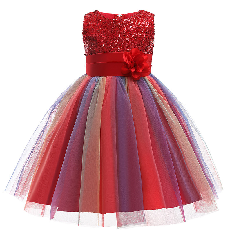 Girl Sequin Tutu Girl Performance Party Princess Dress Gauze Wedding Dress Flower Baby Girl Dress