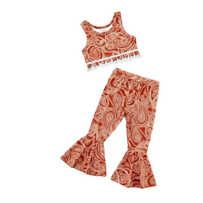 Conyson Wholesale Summer Boutique Kids Girl Clothing Sets Sleeveless Vest Long Flower Pants 2pcs Casual Chlidrens Girls Suits