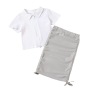Conyson Summer Kids Girls Clothing Set Short Sleeve T-shirt Skirt Clothing Sets Zip Top Littler Girls Casual Dress Outfits