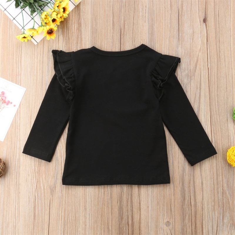 Conyson Wholesale New Toddler Kids Baby Girls Autumn Clothes Tops Long Sleeve Pullover Ruffles Solid Cotton T-Shirts Tops Outfit