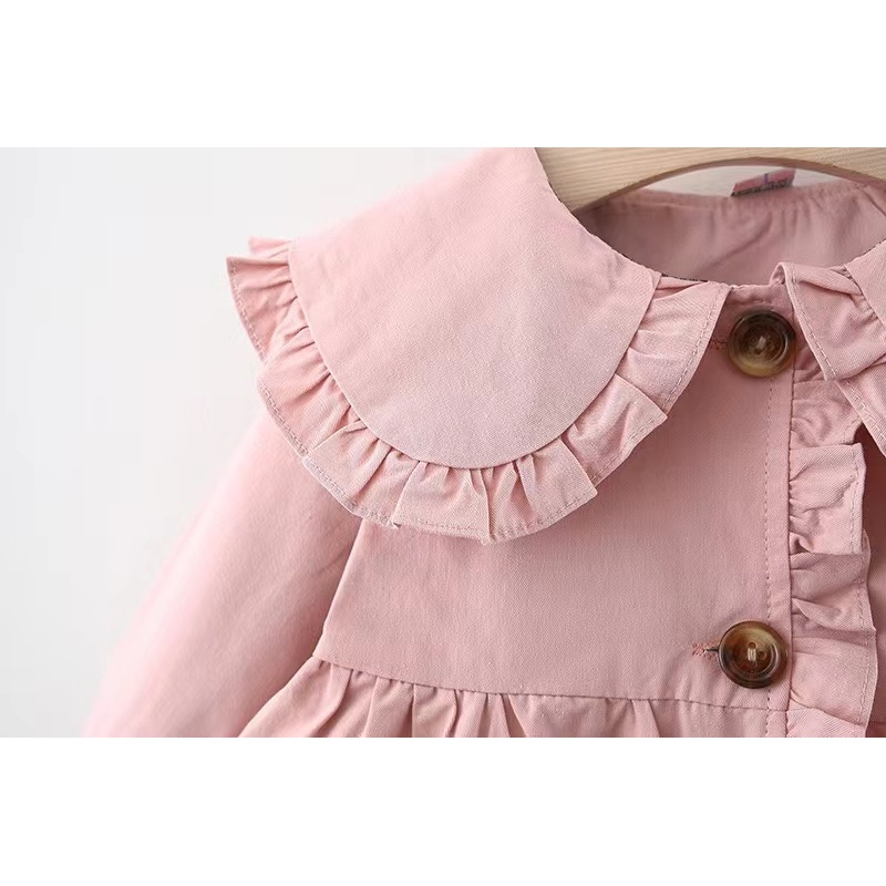 Conyson Infant Girls Solid Cute Coat Button Long Sleeves Baby Clothing Flower Dress Litter Princess Boutique Jacket
