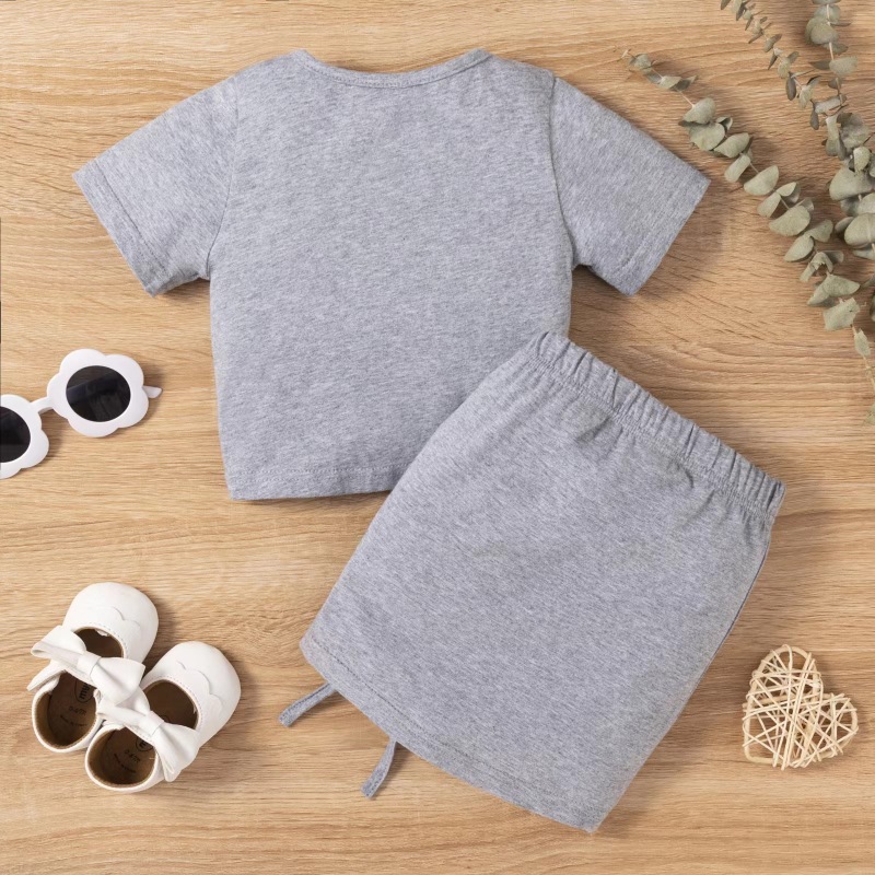 Conyson Summer Kids Girls Clothing Set Short Sleeve T-shirt Skirt Clothing Sets Zip Top Littler Girls Casual Dress Outfits