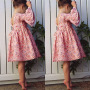 Conyson Summer Flower Kids Girls Dress Flare Sleeves Lace Casual Children Girl Cotton Pink Sweet Elegant 2-6Y Girls Dresses
