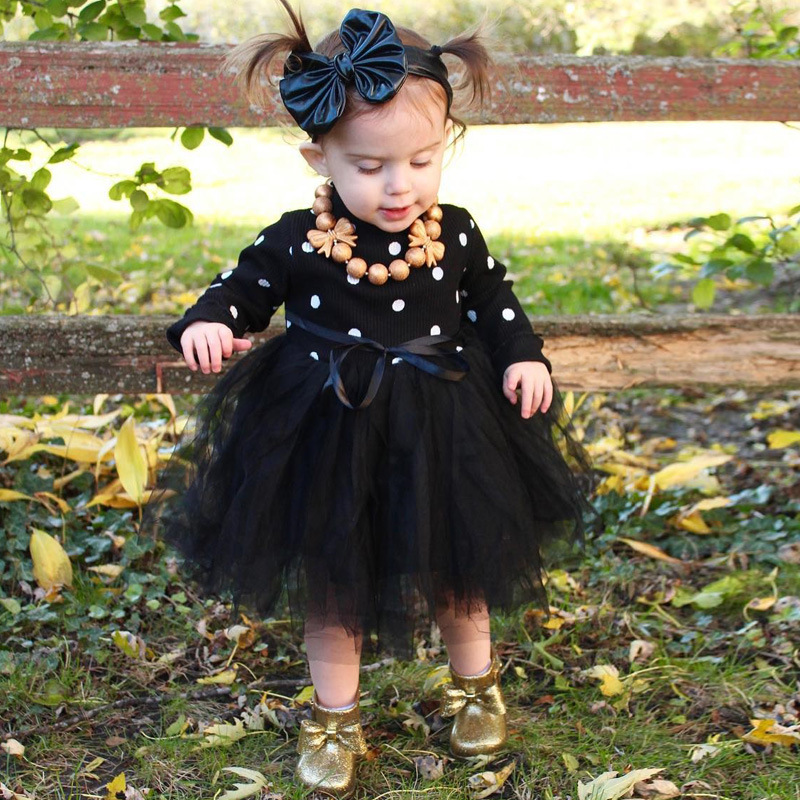 Factory Customization girls tutu dress knit O-Neck Knee-Length autumn Little Girls Clothes Kids Floral Party Dresses