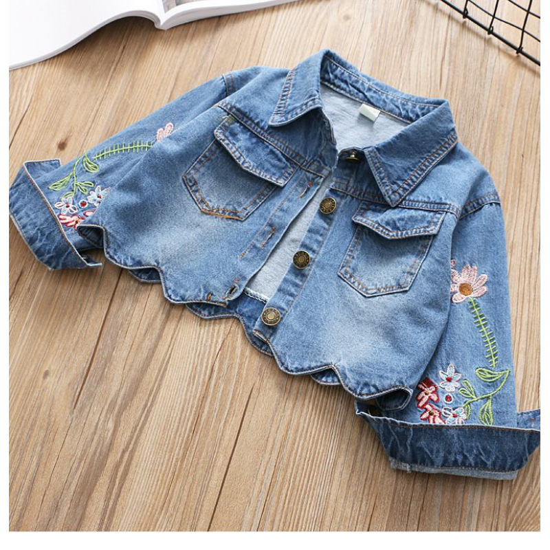 Casual Custom Jeans For Girls Children Clothes Girl long sleeve Kids Flowers Dress Kids Wear Girls Dresses