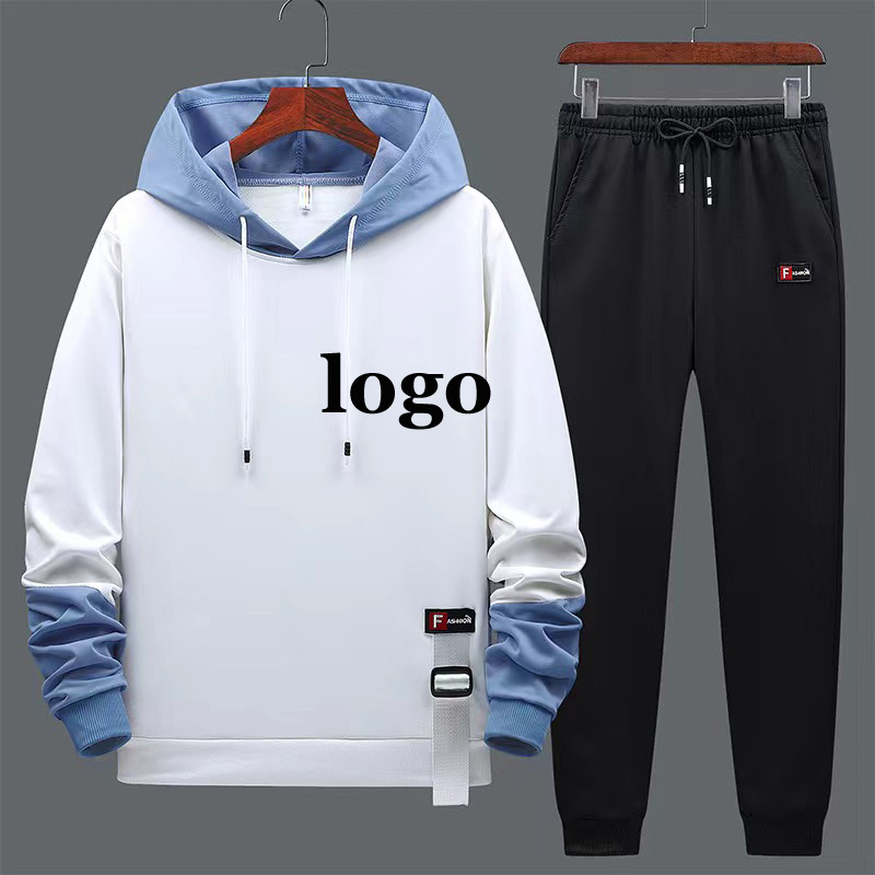 Conyson Oem 2 Piece Spring Jogging Track Sweat Suits Sets Custom Logo Printed Pullover Jogger Men's Sweatshirt And Hoodie Set