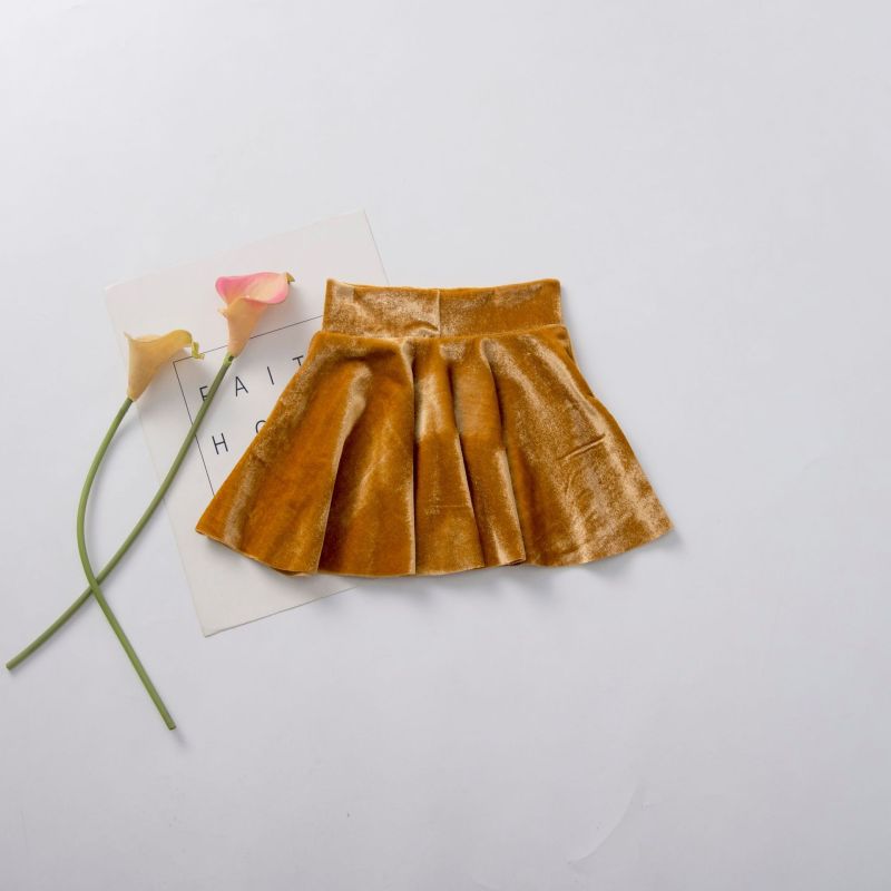 Conyson Hot New Spring Kids Toddler Clothes Baby Girls Half High-Waist Skirt Velvet Solid Pleated Princess Fall Warm Mini Skirt