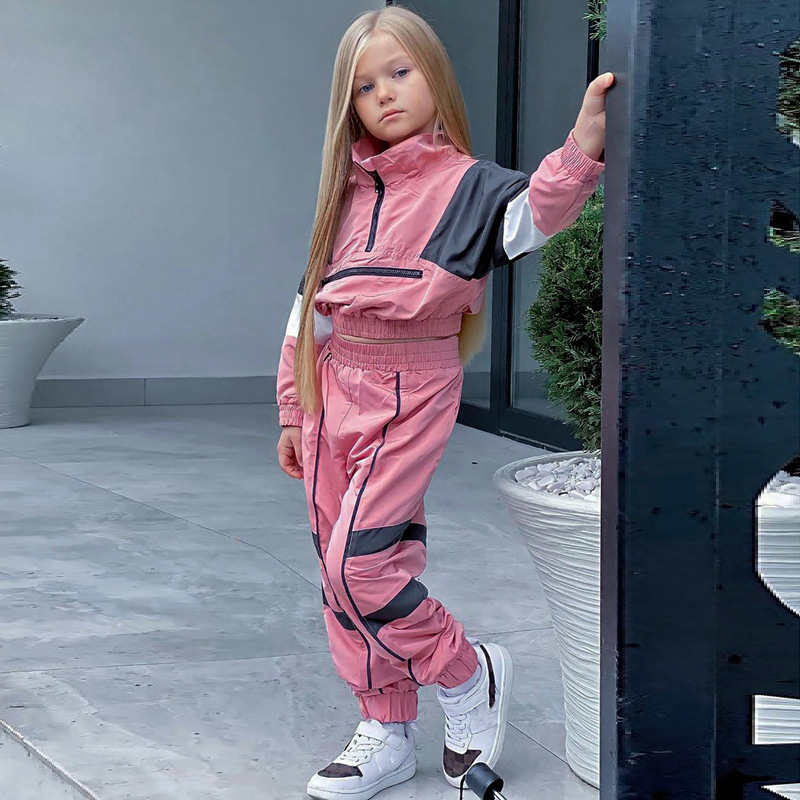 Conyson New Fashion Kids Clothing Spring Windbreaker Long Sleeve Jacket Biker Set Long Pants Two Pieces Tracksuits Sets
