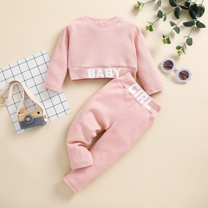 Conyson Wholesale Kids Spring Fall Clothing 2021 Custom Top Pants Sets Boutique Outfits Toddler Girls Clothing Set
