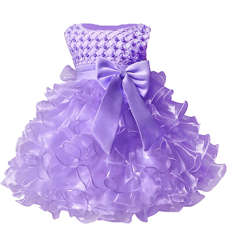 Birthday Party Red Layered With High Quality Hot Sale Princess Party Dress Lace Bow Flower Performance Girls Puffy Dresses