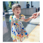 2021 summer new Korean style puff sleeve baby hot-selling children's wear Girls dress Little Kids Clothing