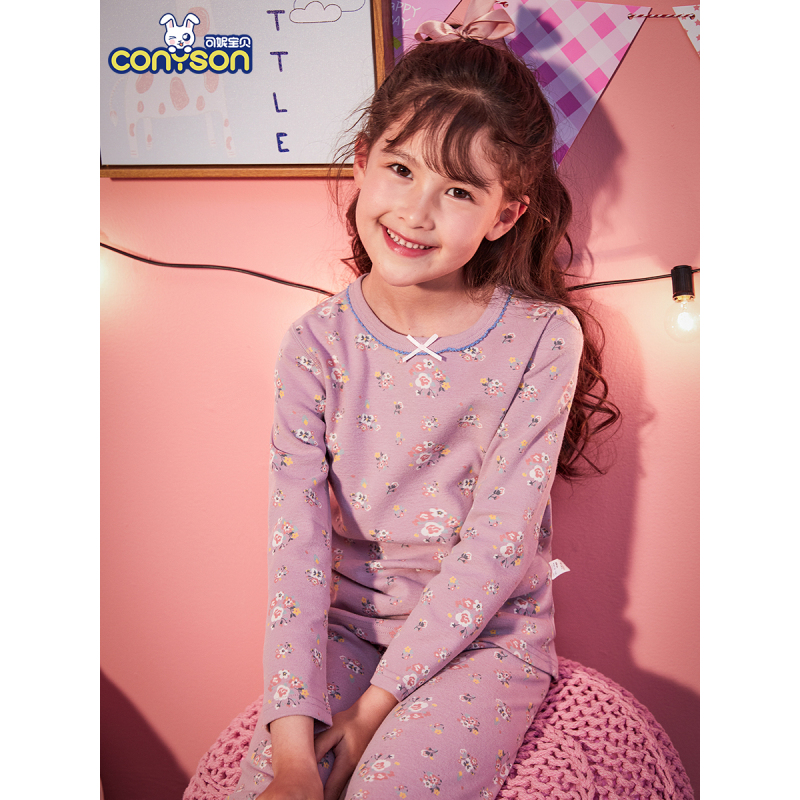 Conyson Wholesale Hot Selling Cotton OEM Service Terno Kids Warm Sleepwear 2 Pcs Girl Cartoon Pajamas Sets