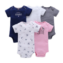 High Quality Short-Sleeve 5Pieces Baby Bodysuit Set Import Baby Clothes From China