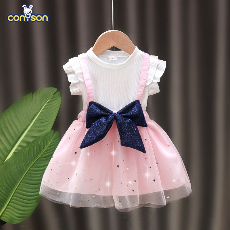 Conyson Hot Fashion New Kids Summer Clothes Baby Little Girls Halter Fantasy Casual Dress Gauze Princess Sleeveless Dresses Sets