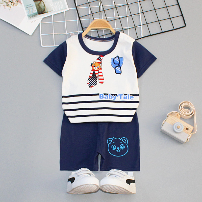 Childern Suits 100% Cotton Children Boutique Clothing Sports Suit Kids Clothes Baby Boy Summer Clothes 2 Pcs Sets