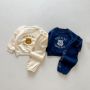 Wholesale Autumn Winter Cute Bear Round Collar two piece Plush warm sports tracksuits Sweater Baby clothing Set