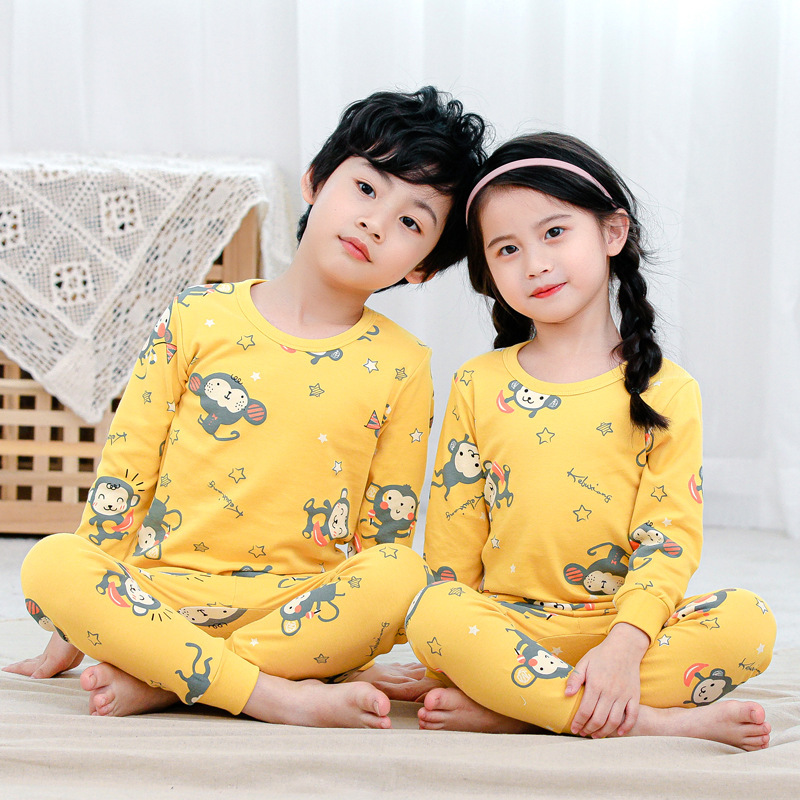 Wholesale Cute Long Sleeve Breathable Custom Kids Pjs Pyjamas Cartoon Kids Pajamas Sets