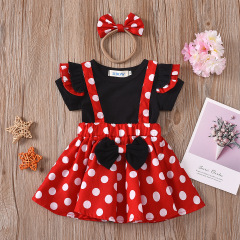 Conyson wholesale ruffle flying sleeves baby clothes set girl tutu dress princess kids summer clothes 3 pieces swing top dress