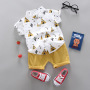 wholesale 2021 Popular Summer cotton cartoon children clothes short Sleeve button tops pure color shorts baby Girls Boys sets