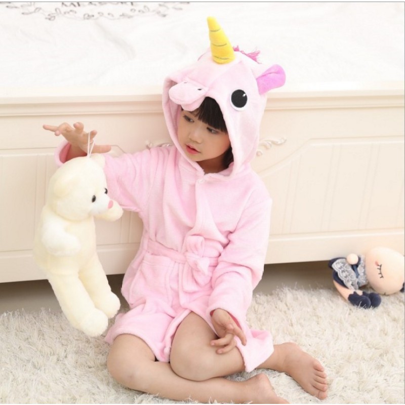 Wholesale 100% Polyester Flannel Fleece Cartoon Winter Sleepwear Onesie Pajamas Baby Animals Bathrobe Children Kids Bathrobe
