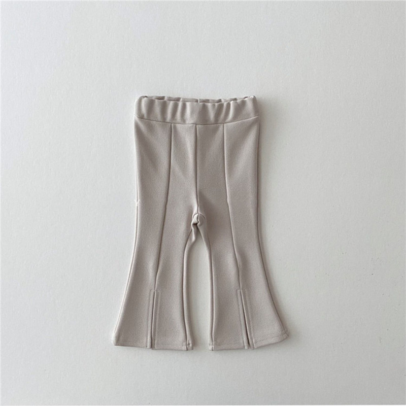 Conyson Toddler Kid Baby Girls Solid Fashion Cotton Split Boot Cut Pant Elegant Streetwear Cute Trousers Infant Flares Pants