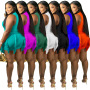 Conyson Wholesale Casual Summer Logo Apparel Boutique High Quality Jogger Sleeveless Solid Sexy Plus Size Shorts 2Pcs  Women Set