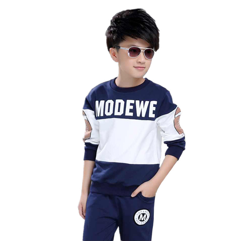 Wholesale Custom Kids Clothes Autumn Boy Casual Suits Boys Clothes Long Sleeve Kids Printing Pullover Two Piece Set