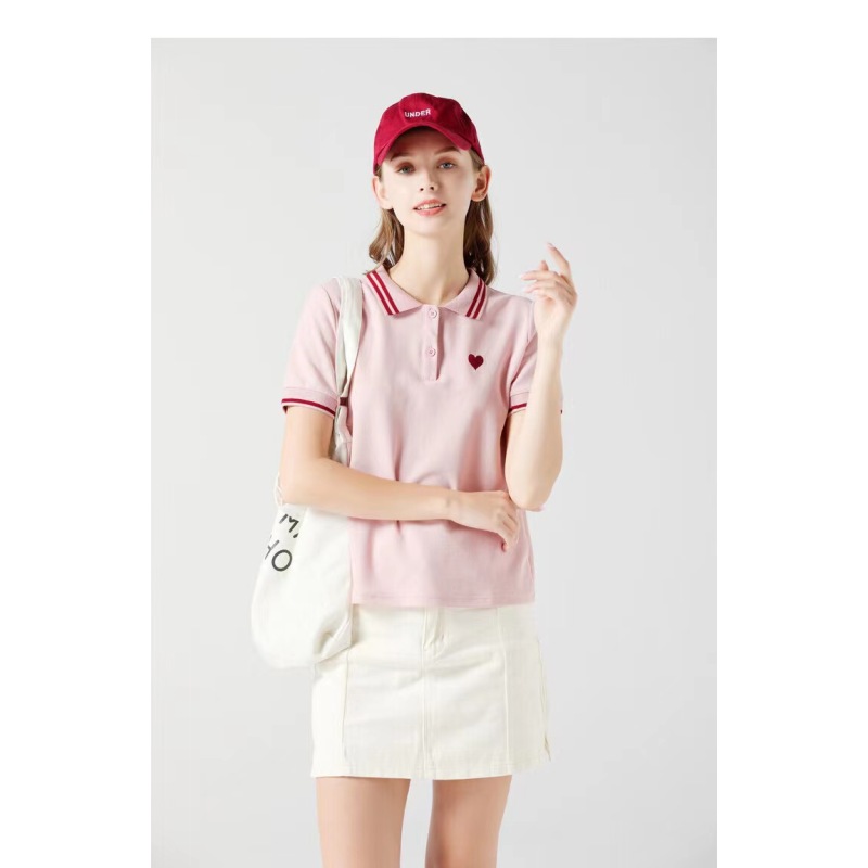 Conyson New Design Hot Sale Summer Women's T Shirt With Turn-down Collar Cotton Polyester Customize Women Golf Polo Shirts