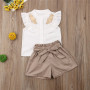 Girls Clothing Childrens 2021 Lovely Kid Baby Girls Feather Clothes Sets Summer Sleeveless Tops Shorts 2pcs Suit Outfits Kids