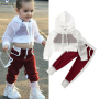 Wholesale 3PCS Toddler Kids Baby Girl Sports Clothes set girls spring summer Hooded Top Shirt vest Pants Outfit