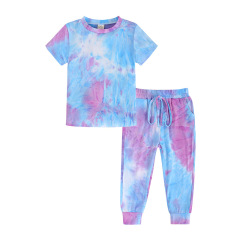 Conyson Wholesale Custom Summer sportswear Colorful Art Stationary Home Outdoor unisex Kids Clothing 2 Pieces Shirt Kids Sets