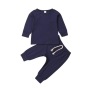 Conyson Wholesale Spring Cotton Long Sleeve Pants Solid Soft Cotton Infant Toddler Boy Clothes Suits Baby Girls Casual Suits