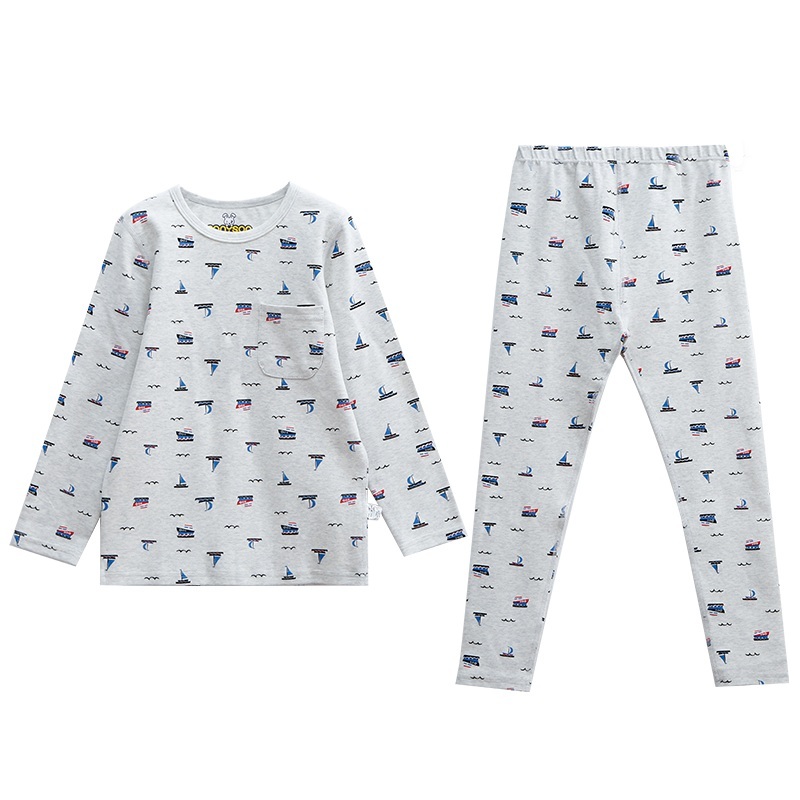 Conyson Wholesale Winter Long Sleeve Simple Style Printing Kids Christmas Gift 2Pcs Infant and Toddler Pajamas for Boys