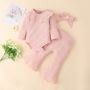 New Fashion Flared Pants Three-piece Baby clothes Girls Jumpsuit Casual Wear Solid Color Top Baby Headband Baby Romper Set