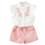 Conyson Wholesale Boutique Flares Fashion 2 Pieces Little Girls Matching Clothing Kids Sleeveless Clothing Baby Clothes Outfit