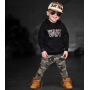 Long Sleeve Black Letters Childrens Onesie Mop Hooded Sweater Pants Two Piece Suit Boys Clothing Sets