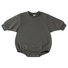 Conyson Wholesale High Quality 2023 New Arrival Sweatshirt Newborn Cotton Long-Sleeved Baby Romper Solid Color Baby Romper