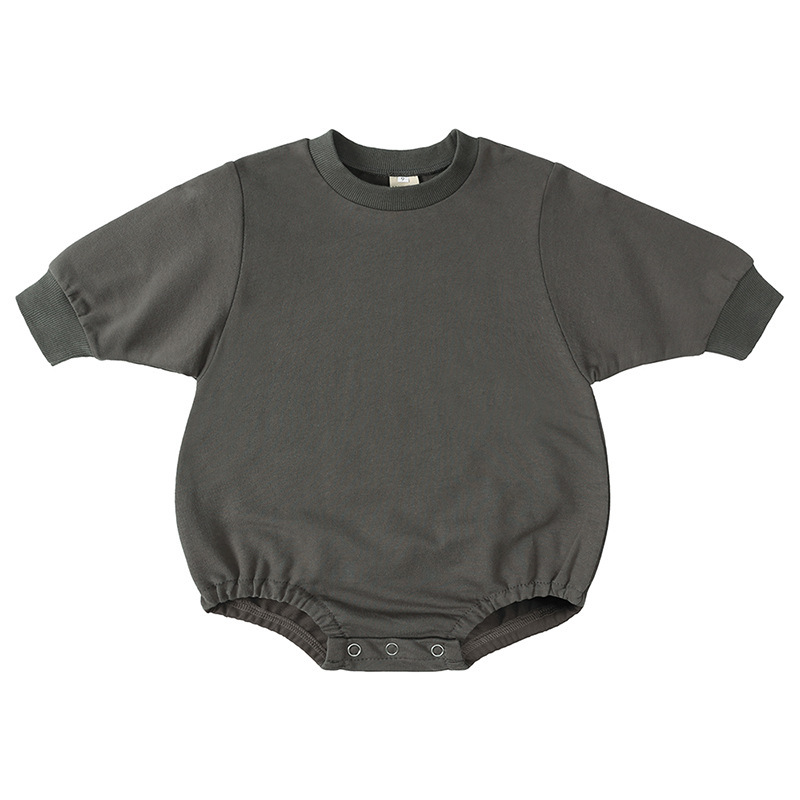 Conyson Wholesale High Quality 2023 New Arrival Sweatshirt Newborn Cotton Long-Sleeved Baby Romper Solid Color Baby Romper