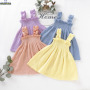 Conyson Girls Frock Kids Dress 2021 New Style Baby clothes Wholesale New Design pure color High Quality Baby Girls Dresses